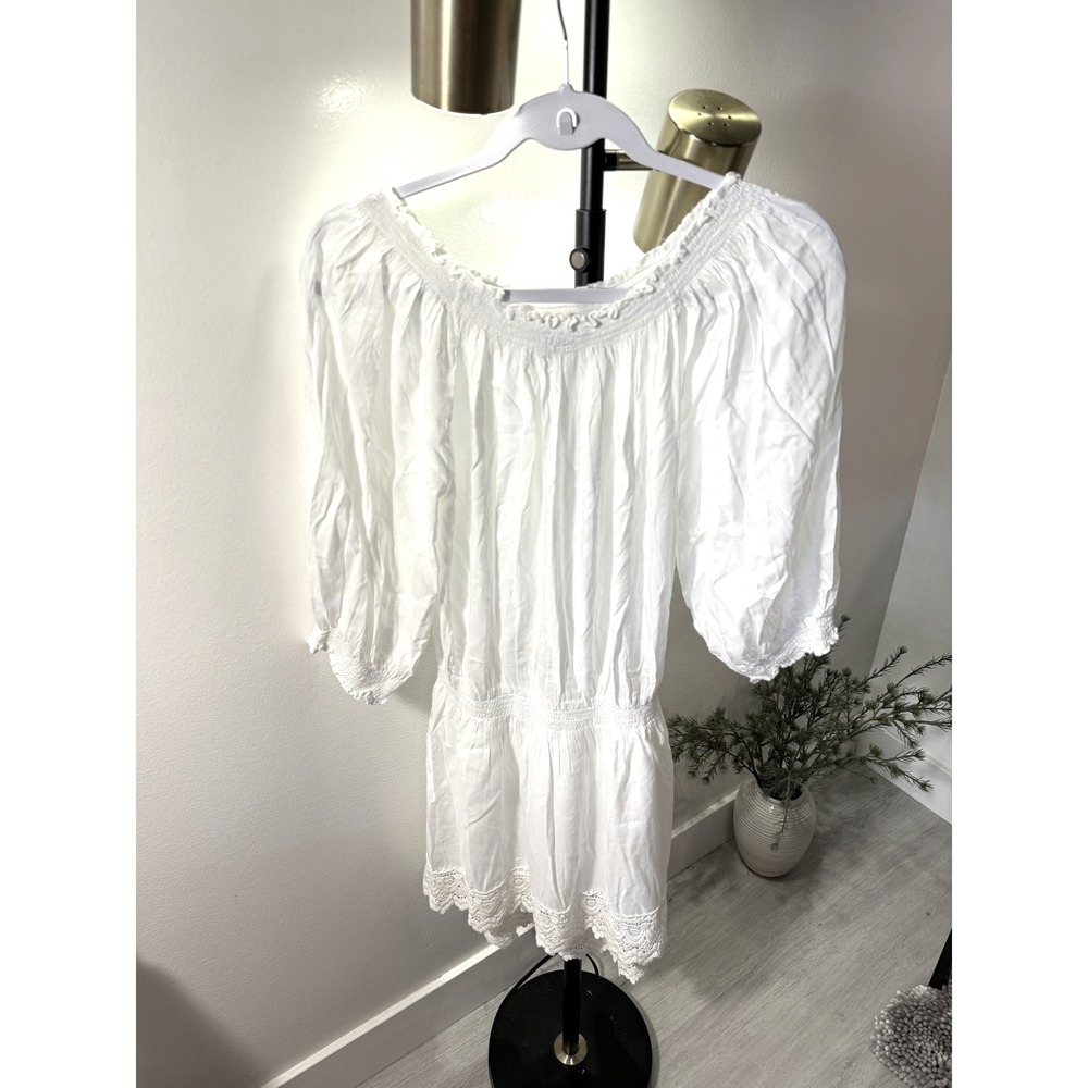 Melissa Odabash luxury white cotton shorts romper coverup vacation resortwear sm
